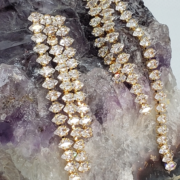 J004 Amber Sceats crystals chandelier earrings gold plated - Picture 5 of 6